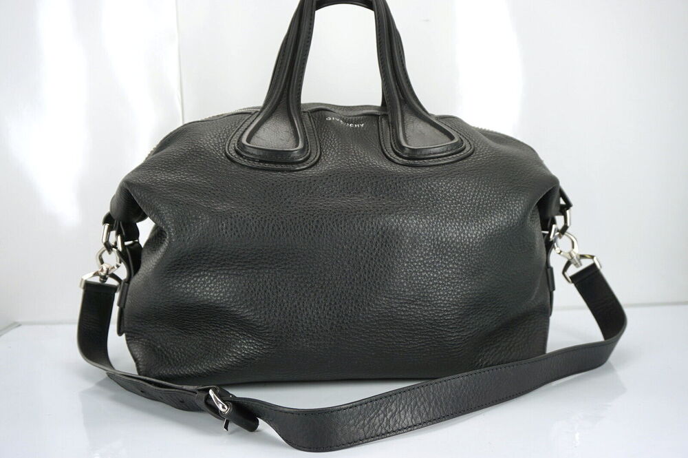 Givenchy Leather Nightengale Medium Waxy Satchel Bag $2450 New Silver Crossbody